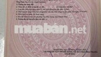 Bán Đất Xuân Lạc Vĩnh Ngọc Nha Trang Gần Sông Dân Cư Đông Sổ Đỏ Riêng