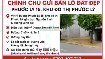 chủ gửi bán lô đất đường phước lý 15 khu đô thị phước lý