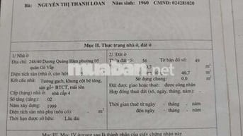 BÁN NHÀ CŨ HẺM DƯƠNG QUẢNG HÀM PHƯỜNG 5