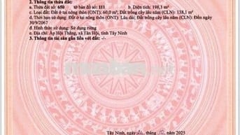 Bán Lô Đất Mặt Tiền Đường DT785 Ấp Hội Thắng, Xã Tân Hội, Tây Ninh