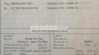 Bán nhà Hoàng Văn Thụ hẻm 3m, không lộ giới QH hơn 2 tỷ