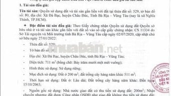 BĐS Xã Đá Bạc, huyện Châu Đức, BR-VT (xã Nghĩa Thành, TP.HCM)
