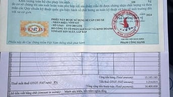 THÔNG BÁO TÌM PHIẾU XUẤT XƯỞNG XE MÁY ĐIỆN BỊ THẤT LẠC