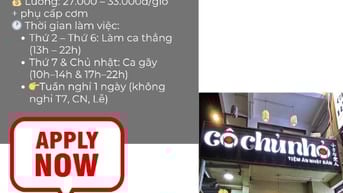 SUSHI CÔ CHỦ NHỎ TUYỂN PHỤ BẾP (13H – 22H)