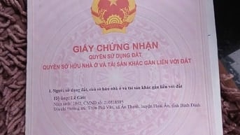 Bán 2 lô đất gần mặt tiền Phú Vân, Bình Định, 12x60m, sổ hồng