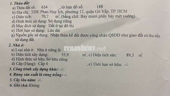 Cần bán nhà cấp 4 , cách Phan Huy Ích 20 met