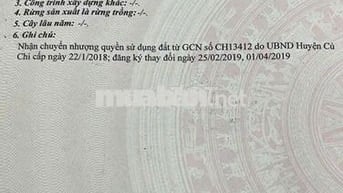 Chinh chủ ban đất Tân Thạnh Đông, Củ Chi, DT 10x39m,