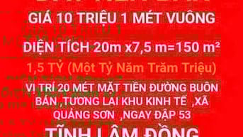 ĐẤT NỀN BÁN :GÍA 1,5TỶ (Một Tỷ Năm Trăm Triệu)