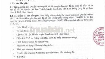 BĐS Xã Lộc Thành, huyện Bảo Lâm, Lâm Đồng (Xã Bảo Lâm 3, Lâm Đồng)