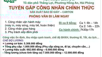 Tuyển công nhân đủ sức khỏe trên 18 tuổi