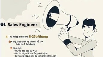 🚀 TUYỂN DỤNG SALES ENGINEER – THU NHẬP 10–20 TRIỆU LÀM VIỆC TẠI HN