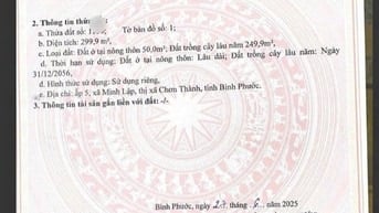  BÁN ĐẤT SỔ SẴN - Đường ĐT 756, Xã Minh Lập, Chơn Thành, Bình Phước