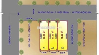 3 Lô đất F0 cho nhà đầu tư tại mặt tiền đường 44, Ngay đường Tam Bình,