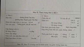 Bán nhà cấp 4 dtich 120m2 tiện xây CHDV hẻm Kênh Tân Hóa, Q. Tân Phú