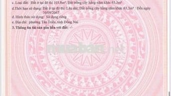 Bán Đất Mặt Tiền Kinh Doanh Ngay Trung Tâm Phường Tân Triều