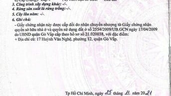 Cần bán gấp nhà mặt tiền 35 Huỳnh Văn Nghệ Phường 12 Gò Vấp 