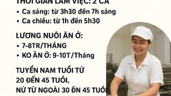 tuyen nhân viên làm ca chiều hoặc full time nuôi ăn ở lương cao