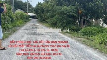 ĐẤT CHÍNH CHỦ CẦN BÁN NHANH LÔ ĐẤT MẶT TIỀN tại huyện Củ Chi, TPHCM