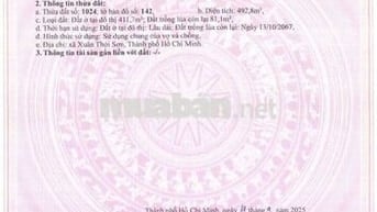 🆘 BÁN ĐẤT ĐƯỜNG VÕ THỊ HỒI, GẦN CÔNG VIÊN DU LỊCH SINH THÁI HÓC MÔN