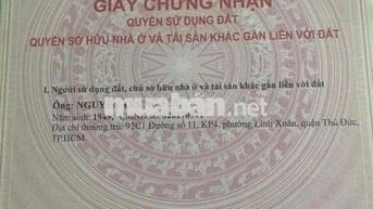 chính chủ cần bán gấp 50,5m đất thổ cư,Linh xuân, Thủ Đức,HCM