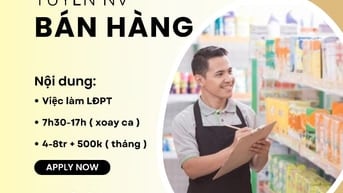 Tuyển nhân viên bán hàng - Đăng ký ca linh hoạt