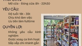 Tuyển nhân viên bán tại quầy thức uống giải khát, cà phê parttime 