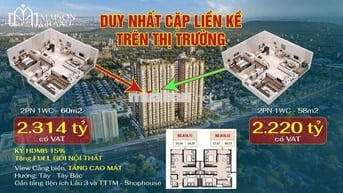 CĂN 2 PHÒNG NGỦ 58M2 TẦNG 16 VIEW MẶT TIỀN GIÁ 2TY220 BAO THUẾ PHÍ