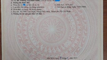 Bán đất ấp Trung Đông, xã Thới Tam Thôn, Hóc Môn nay là xã Đông Thạnh