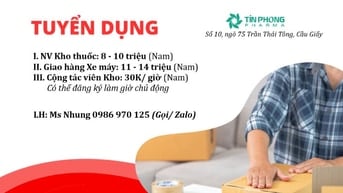 Tuyển CTV Kho thuốc tại Cầu Giấy (giờ chủ động)