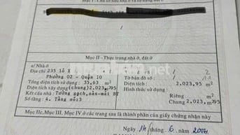 Bán nhà lầu 2 lô X chung cư Ngô Gia Tự Phường 2 Quận 10, giá 1,830tỷ