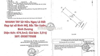 NHANH TAY Sở Hữu Ngay Lô Đất Đẹp tại xãBình Mỹ,Bắc Tân Uyên Bình Dương