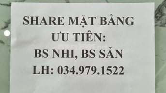 Share mặt bằng ưu tiên bác sĩ sản, bác sĩ nhi hoặc thuê trước sân bán