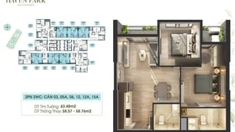 Chính chủ cần bán căn hộ 2PN, 2WC tại H2 Haven Park. Giá 4.390 tỷ