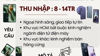 📢 TUYỂN NHÂN VIÊN TƯ VẤN ĐIỆN THOẠI MOTOROLA TẠI THẾ GIỚI DI ĐỘNG 📢