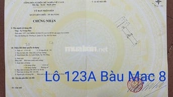 Chính chủ gửi bán lô đất MT Bàu Mạc 8, P Hoà Khánh.Đà Nẵng