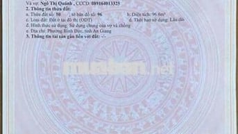 Chính chủ cần bán nhà trệt mặt tiền quốc lộ 91