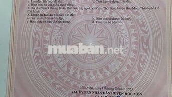 BÁN NHÀ ĐẤT THỔ CƯ CHÍNH CHỦ  164,7m2– XUÂN THỚI SƠN 26,HÓC MÔN