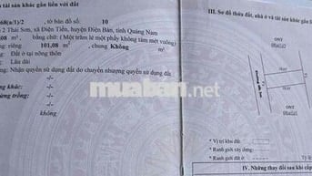 Cần bán lô đất thổ cư đẹp tại Thôn 2 Thái Sơn, Điện Bàn – Quảng Nam