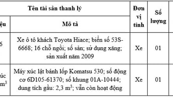Công ty TNHH MTV Dịch vụ công ích quận Phú Nhuận THÔNG BÁO THANH LÝ