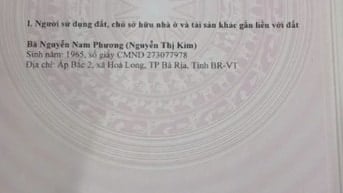 Đất thổ cư Long Điền - Sổ hồng riêng, công chứng ngay trong ngày