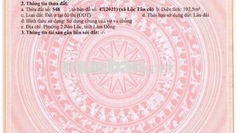 Phường 2 Bảo Lộc, Diện tích 102.5m² ở đô thị sắn, chỉ nhỉnh 1,400 tỷ.