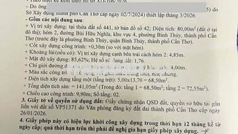 ĐẤT NỀN LỘ XE HƠI, CẤP PHÉP CHÍNH