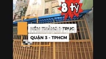 🏡 Nhà Quận 3 khu Bàn Cờ - hẻm thẳng 1 trục -  4 tầng - 4 phòng ngủ