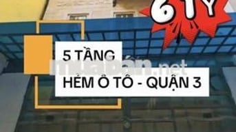 🏠 Nhà Quận 3 hẻm xe hơi thẳng, đất vuông, 5 tầng, 3 phòng ngủ, 4 nhà v