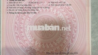 BÁN ĐẤT GẦN CHỢ GIANG ĐIỀN 100M2(5MX20M) KẾ BÊN KHU CÔNG NGHIỆP 750TR