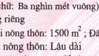 3000m2 60m mặt tiền  1500mm2 thổ cư còn lâu mới đến 1 tỷ