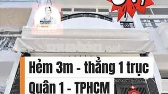 🏠 Nhà Quận 1 - hẻm xe ba gác thẳng 1 trục - gần mặt tiền - đất vuông