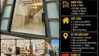 💥Mặt tiền thụt 42/ Huỳnh Đình Hai - Chợ Bà Chiểu, 3 tầng 103,5m2 SD