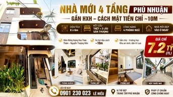 🔥🔥 Nhà 4 Tầng Mới Gần HXH Thích Quảng Đức, Phú Nhuận