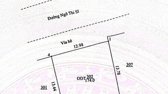Sát biển+Phố Tây sầm uất, đất mặt tiền Ngô Thì Sĩ, ngang 13m,DT 174m2